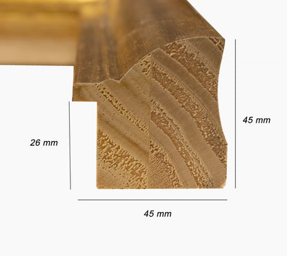 227.010 cadre en bois à la feuille d'or mesure de profil 45x45 mm Lombarda cornici