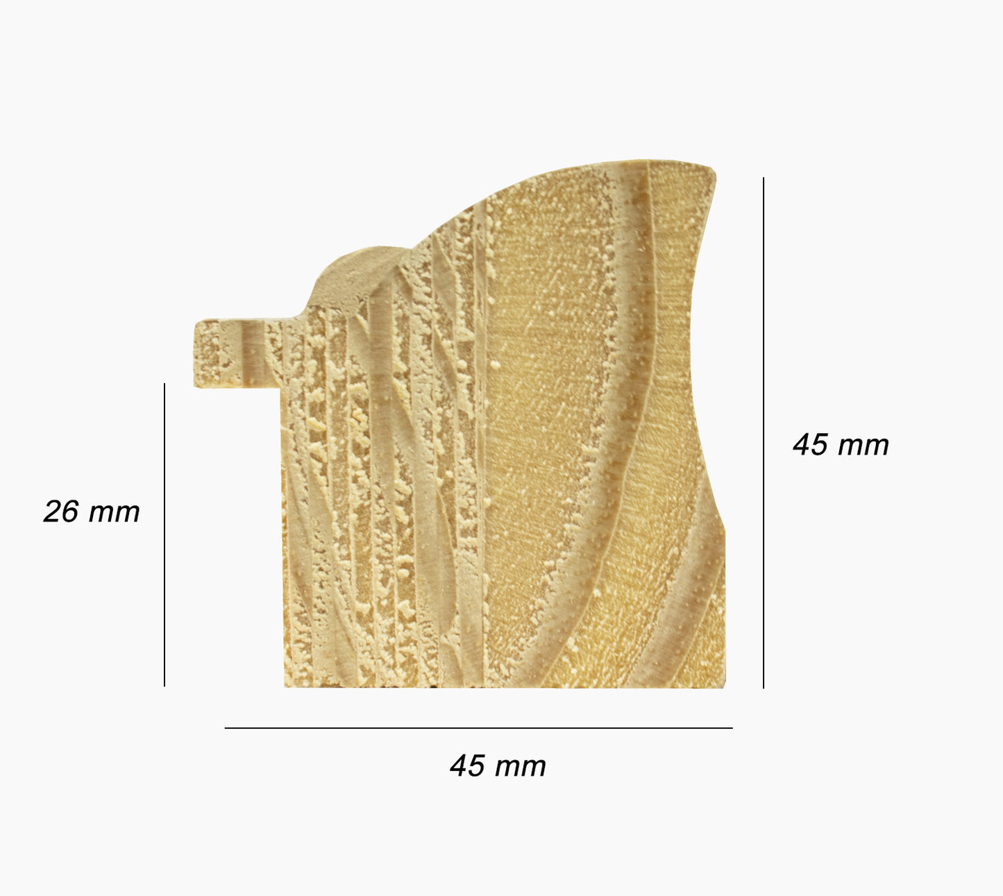 227.601 Mouldings for frames in black waxed wood with gold edge profile measuring 45x45 mm