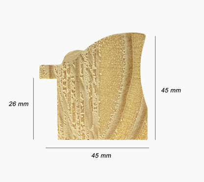 227.601 Mouldings for frames in black waxed wood with gold edge profile measuring 45x45 mm