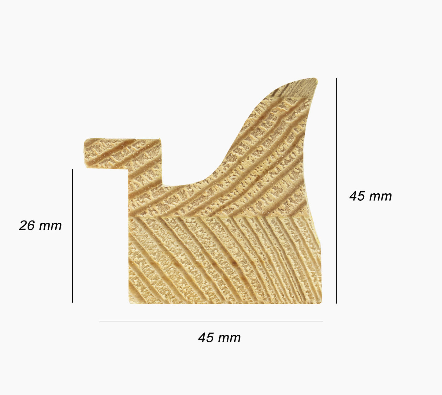 229.010 cornice in legno in foglia oro profilo misure 45x45 mm