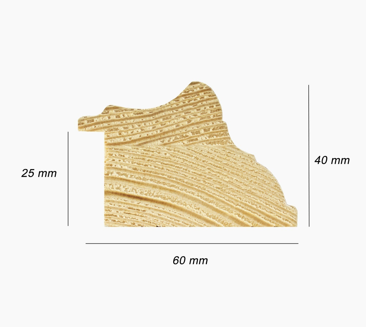 310.915 cadre en bois à fond ocre blanc mesure de profil 60x40 mm Lombarda cornici S.n.c.