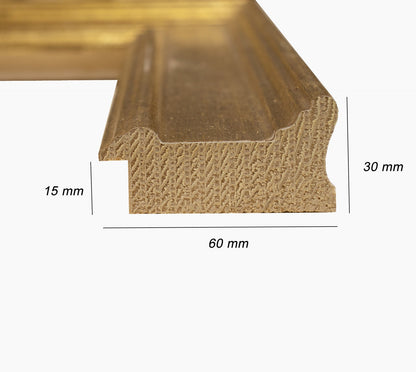 340.010 cadre en bois à la feuille d'or mesure de profil 60x30 mm Lombarda cornici S.n.c.