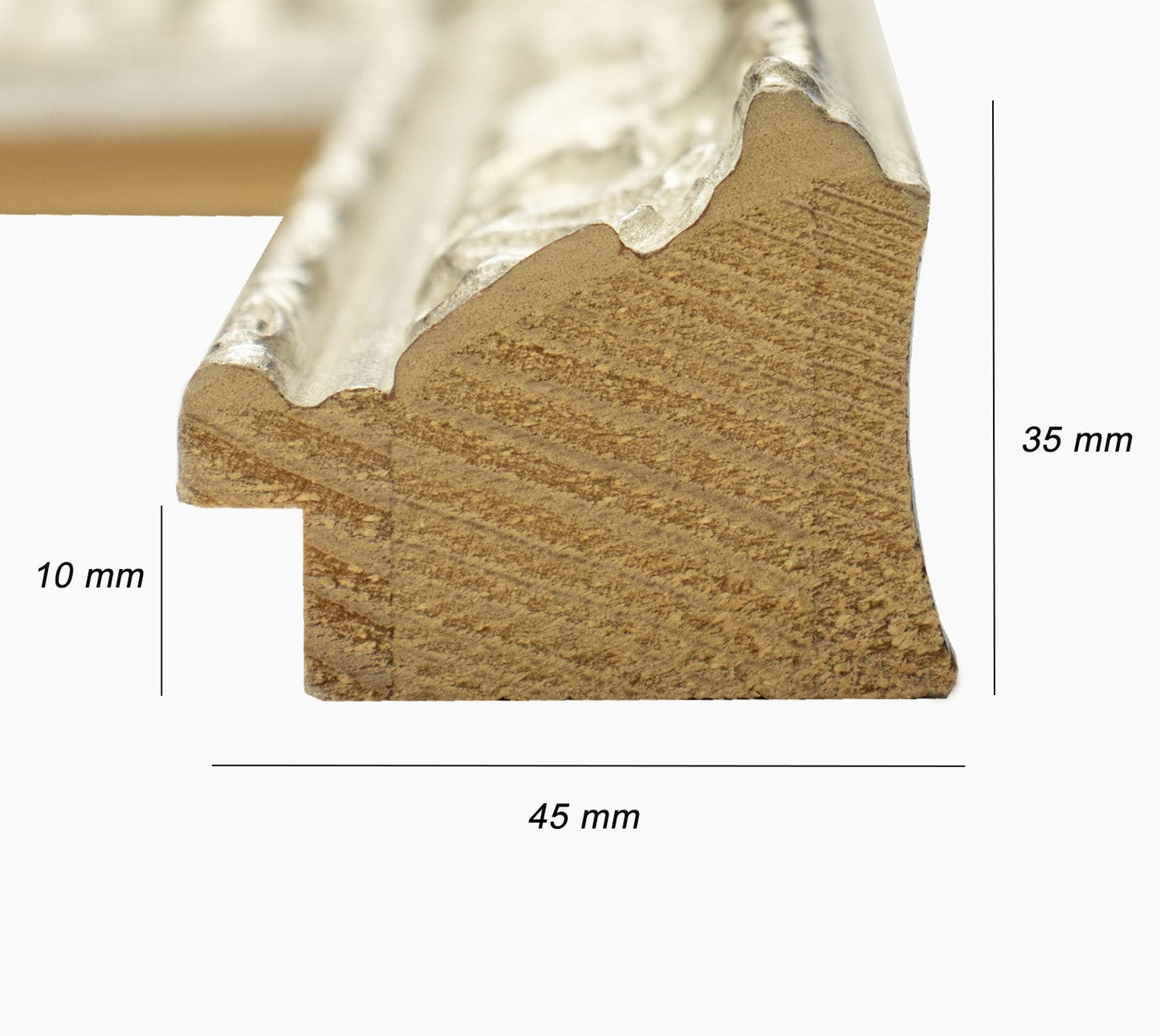 396.011 cadre en bois à la feuille d'argent mesure de profil 45x35 mm Lombarda cornici S.n.c.