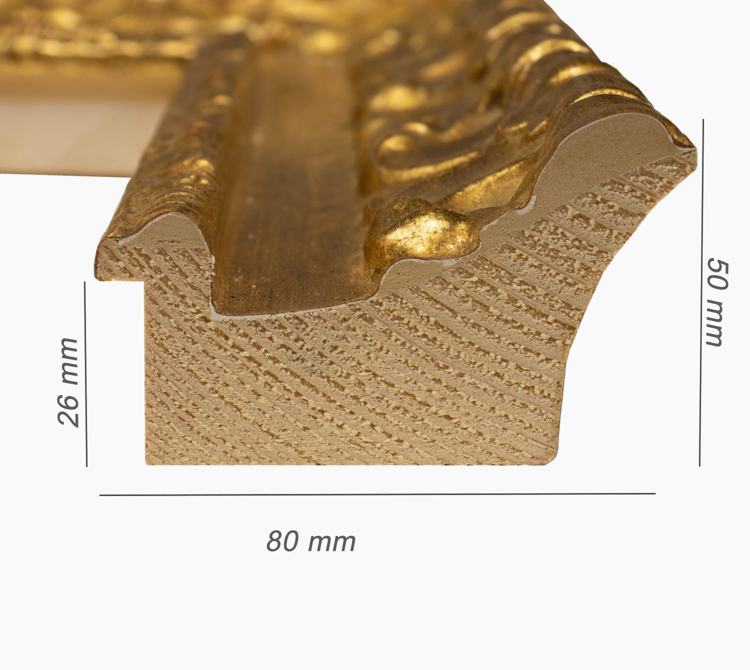 4480.010 cadre en bois à la feuille d'or mesure de profil 80x50 mm Lombarda cornici S.n.c.