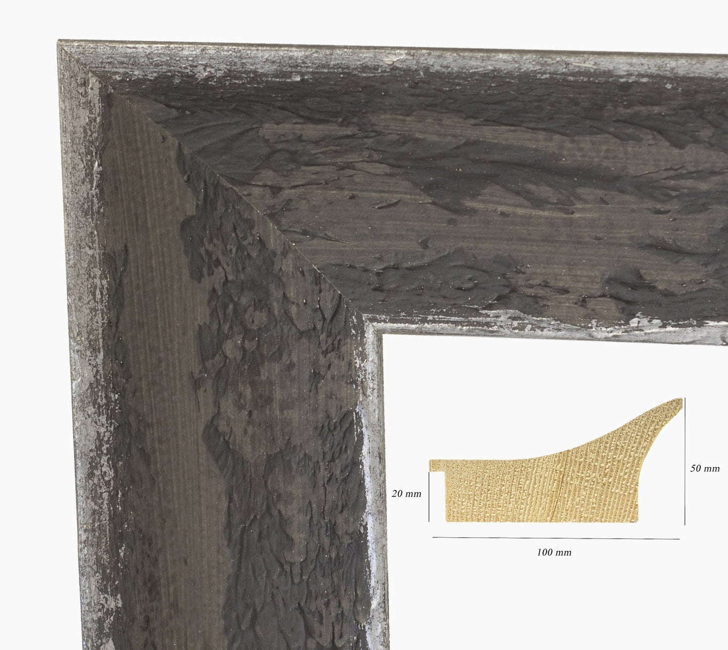 449.455 cadre en bois anthracite avec argent mesure de profil 100x50 mm Lombarda cornici S.n.c.