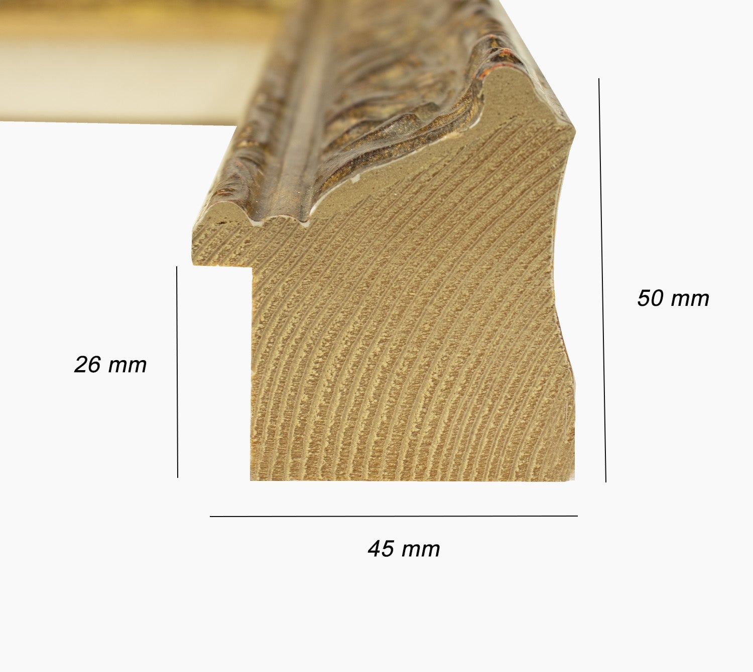 496.230 cadre en bois à la feuille d'or antique mesure de profil 45x50 mm Lombarda cornici S.n.c.