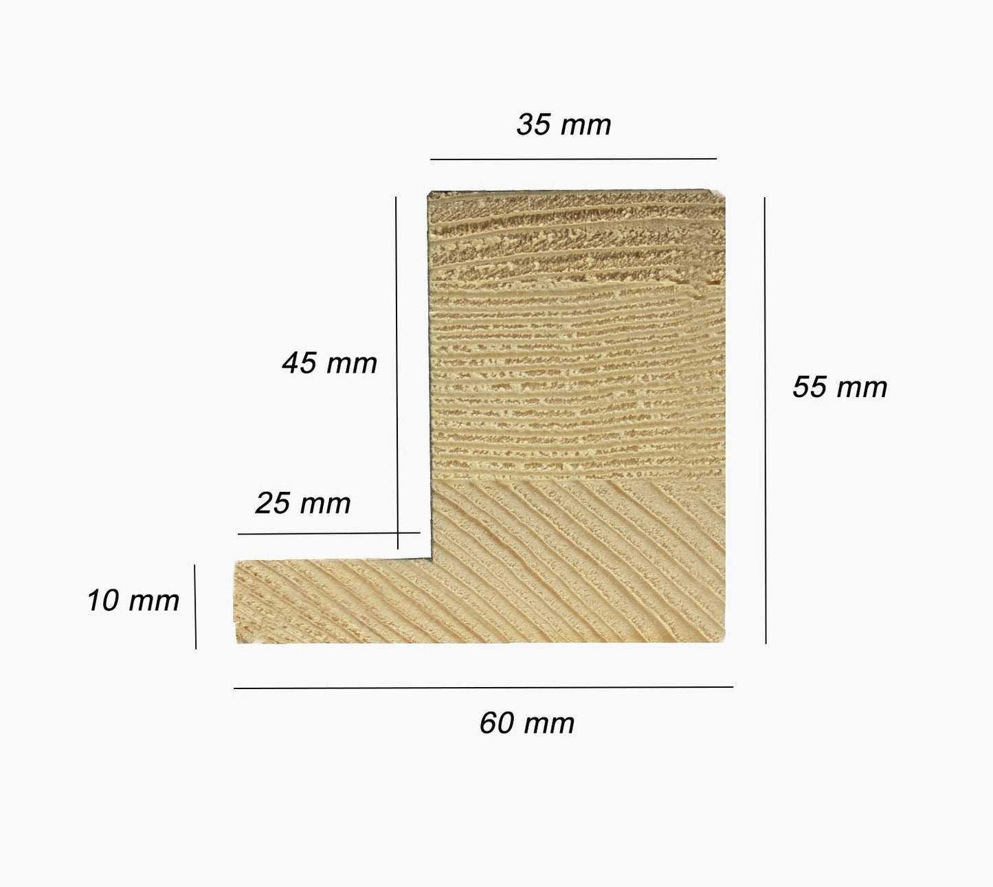 605.915 cadre en bois blanc fond ocre mesure de profil 60x55 mm Lombarda cornici S.n.c.