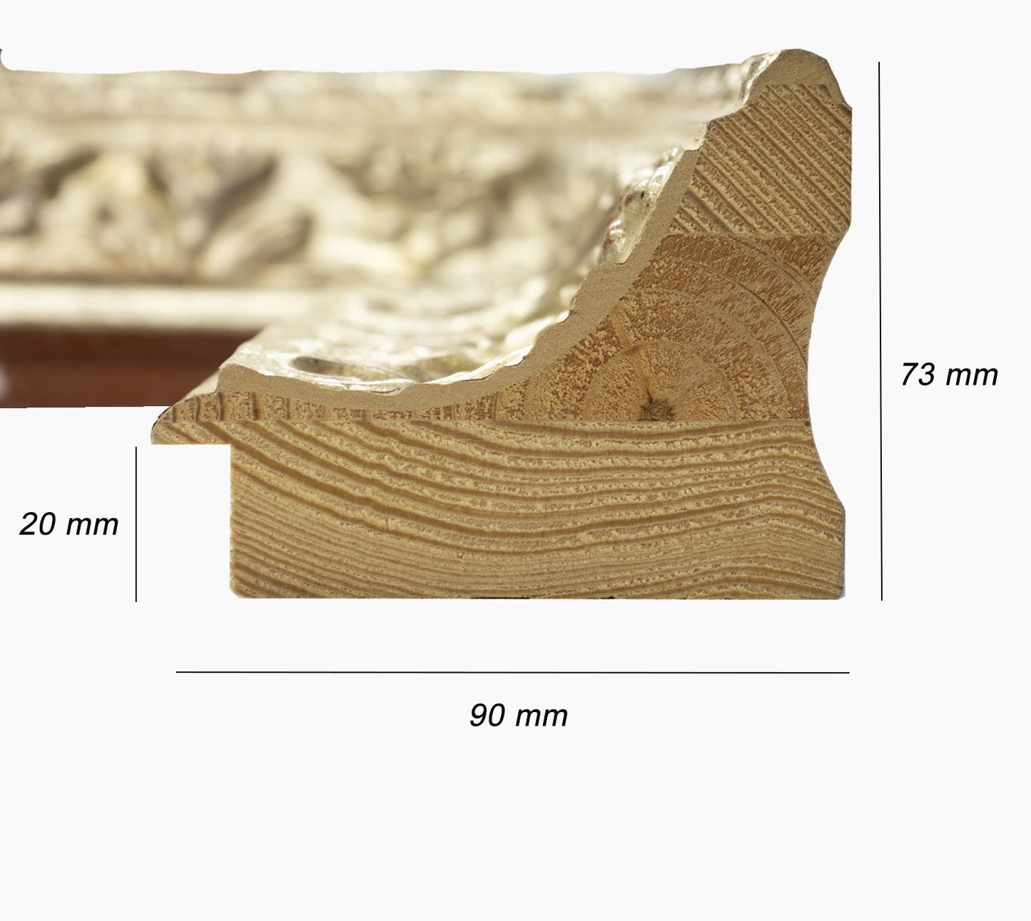 6300.011 cadre en bois à la feuille d'argent mesure de profil 90x73 mm Lombarda cornici S.n.c.
