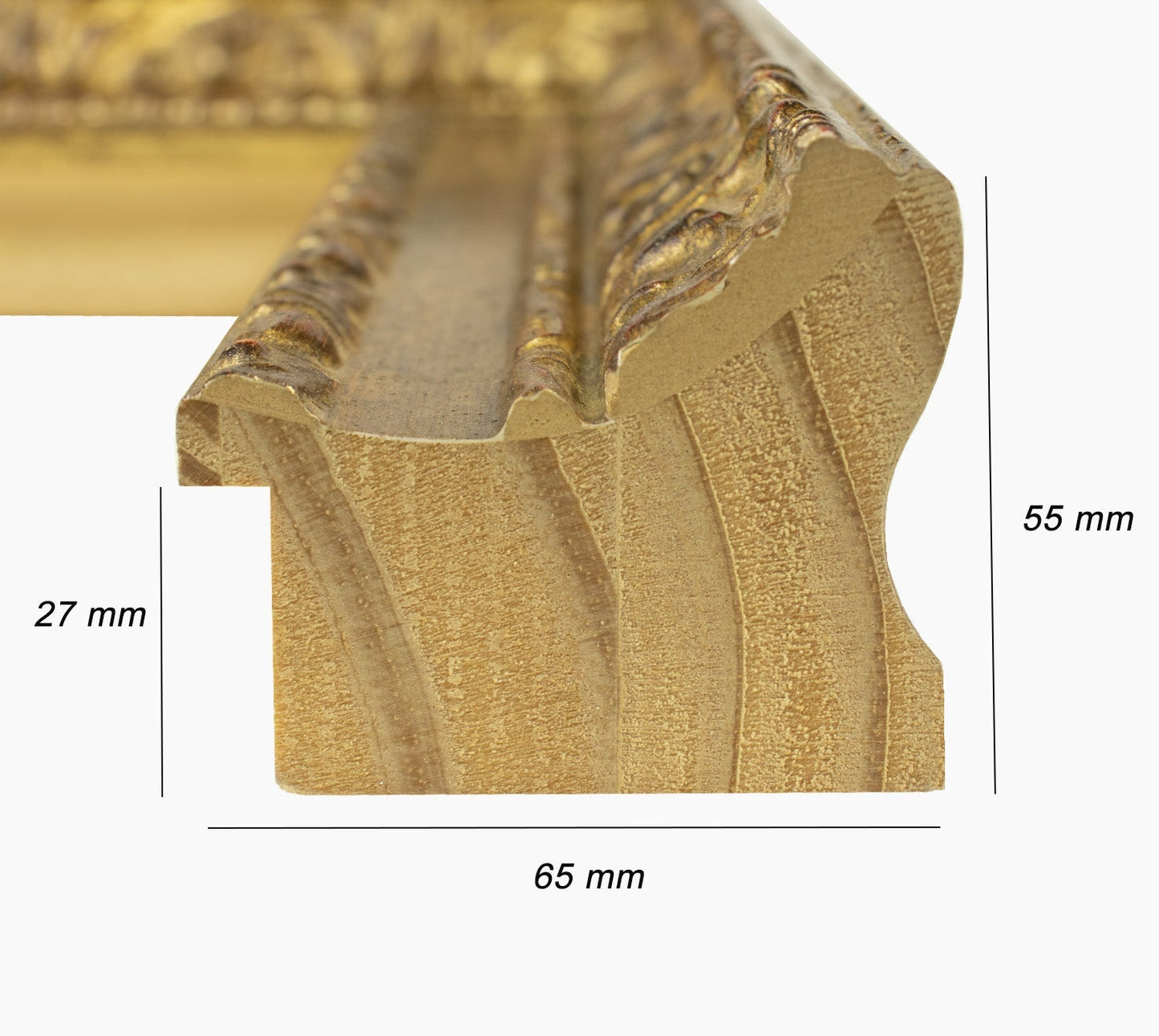 643.230 cadre en bois à la feuille d'or antique mesure de profil 65x55 mm Lombarda cornici S.n.c.