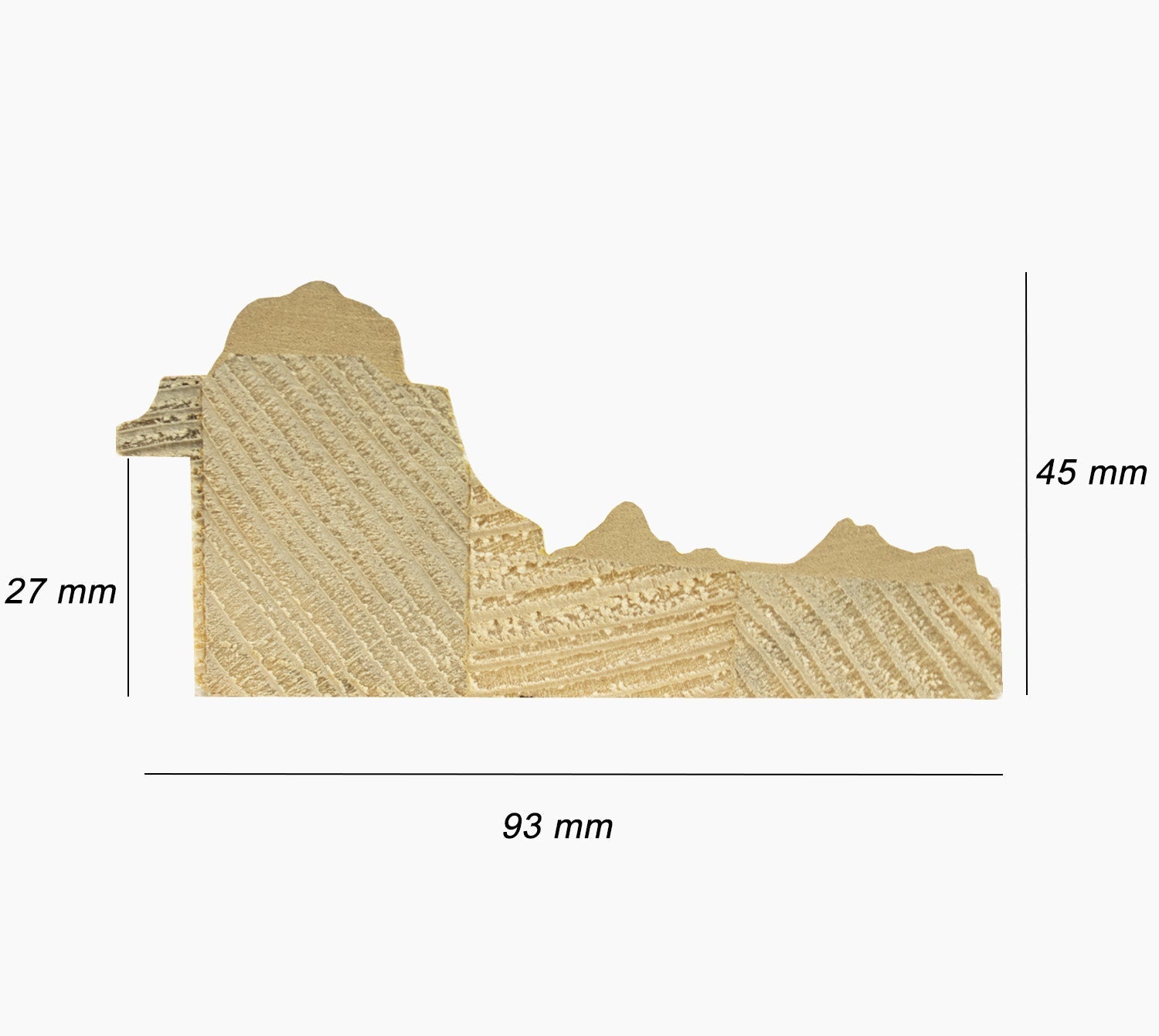 793.915 cadre en bois à fond ocre blanc mesure de profil 93x45 mm Lombarda cornici S.n.c.